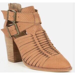 Gianni Bini Wrapped-Up Leather Cut Out Booties Sz 8 casual